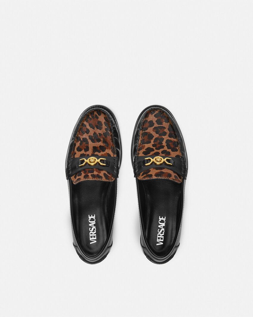 Versace Medusa '95 Leopard Loafers In Black