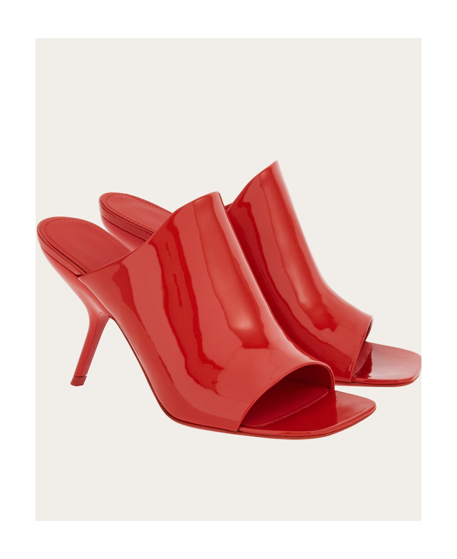 Ferragamo Era Patent Stiletto Mule Sandals In Red