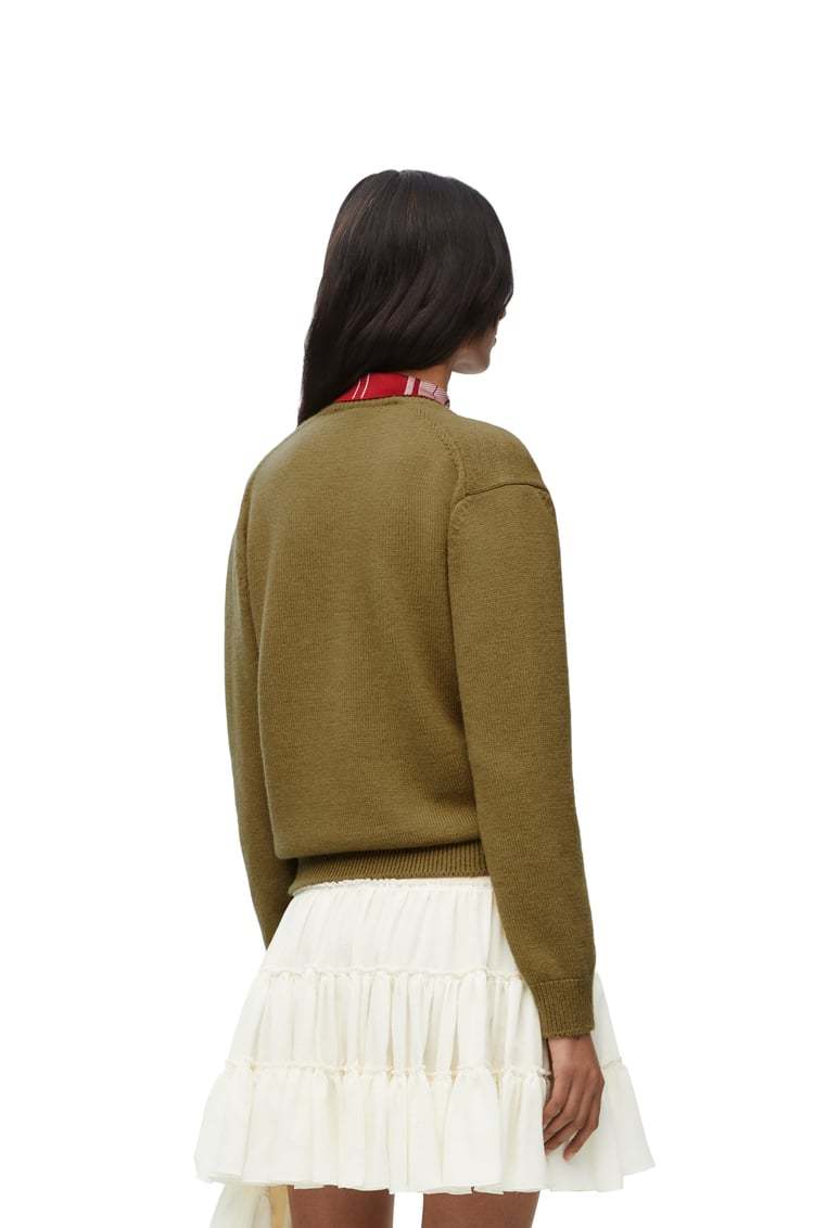 Loewe Wool Plaid Jacquard Sweater In Green