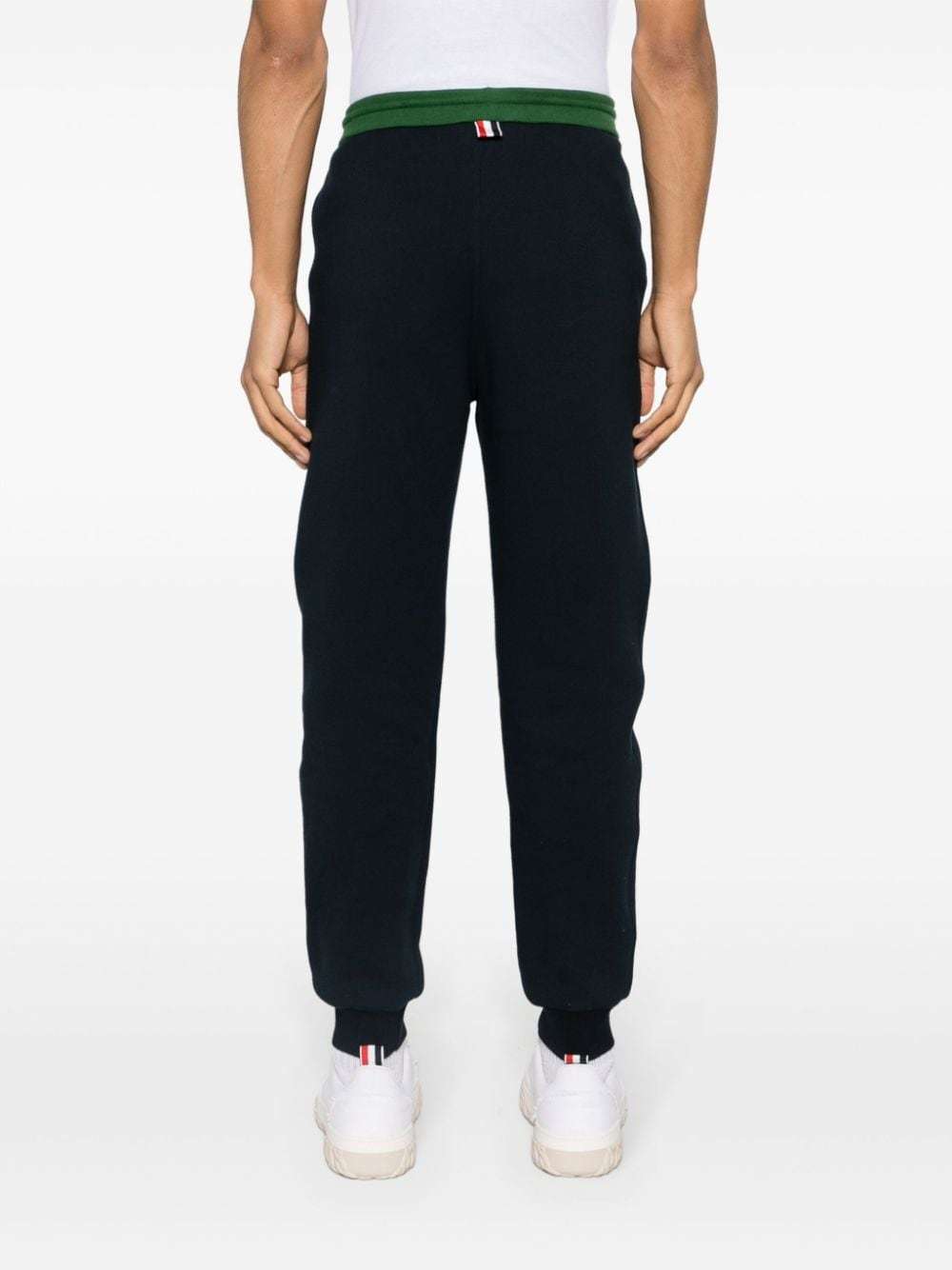 Thom Browne Color Block Fleece Joggers For Men In Black