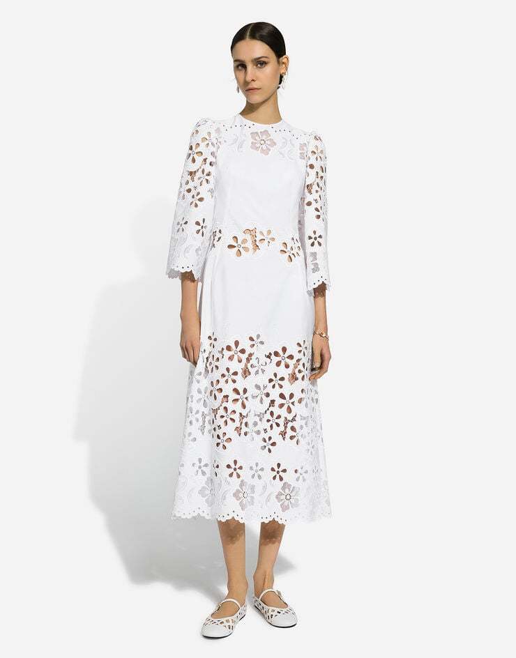 Dolce & Gabbana Cut-out Stretch-cotton Midi Dress In White