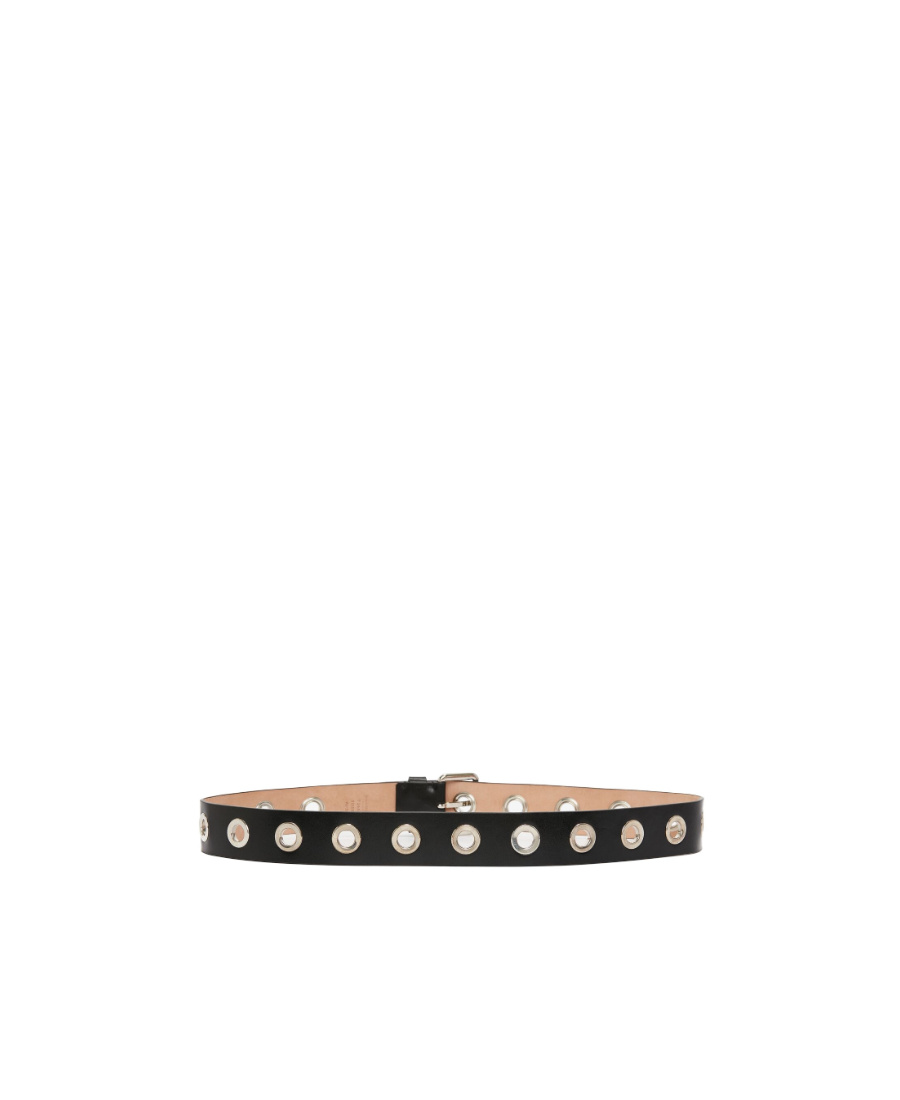 Alexander Mcqueen Eyelets Leather Belt In Black