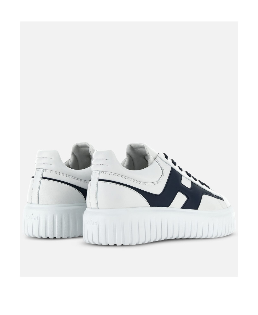 Hogan H-stripes Low-top Sneakers With Smooth Leather Upper In White