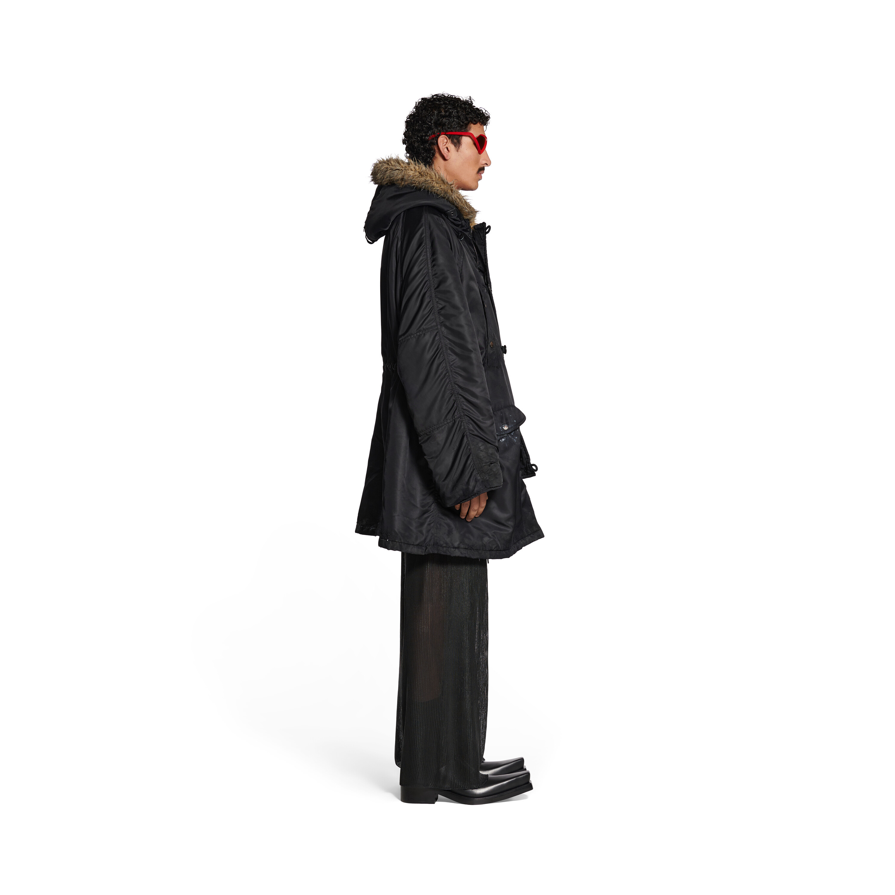 Balenciaga Long-sleeved Coat In Black