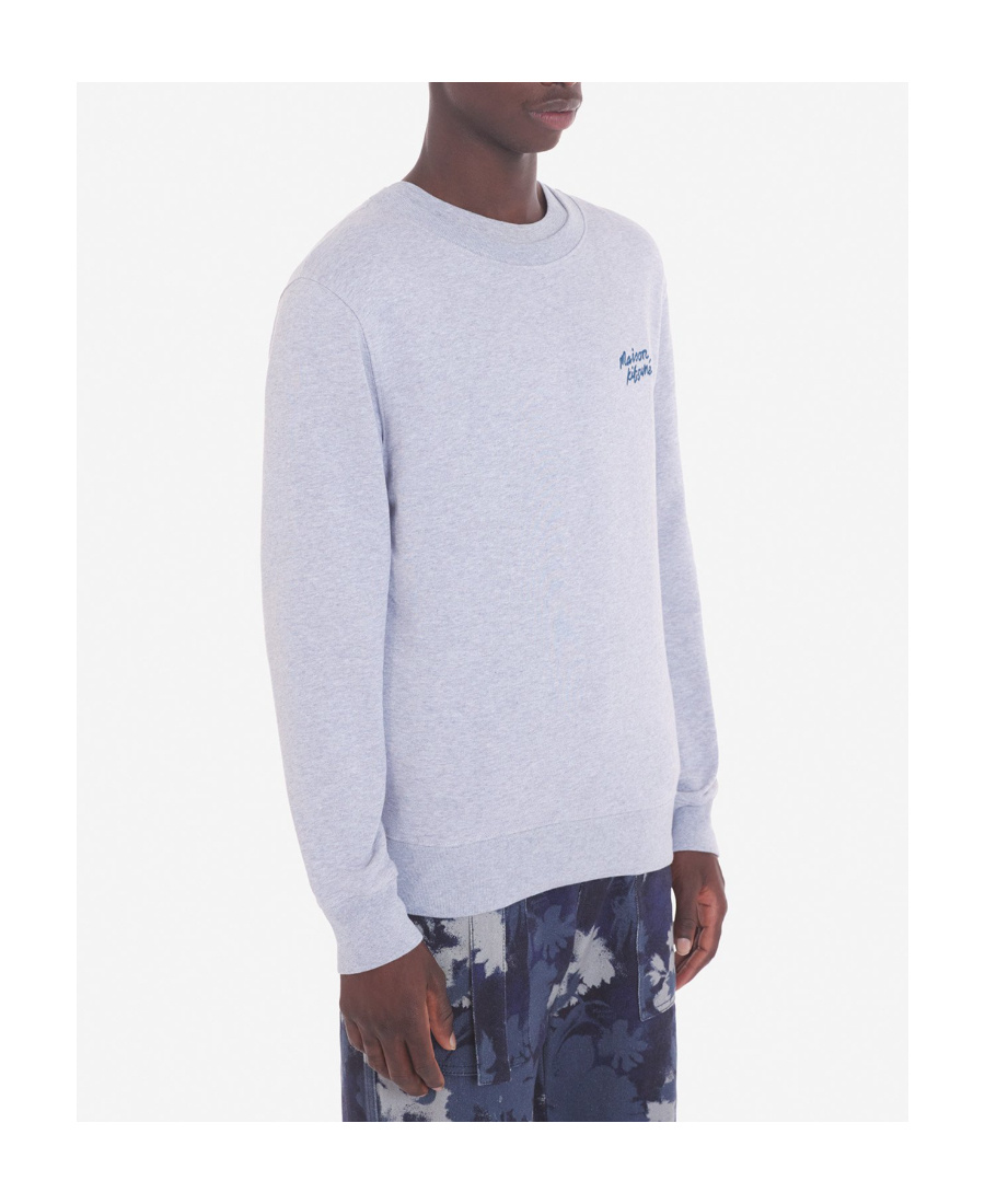 Maison Kitsuné Logo-embroidered Mélange-effect Sweatshirt In Gray