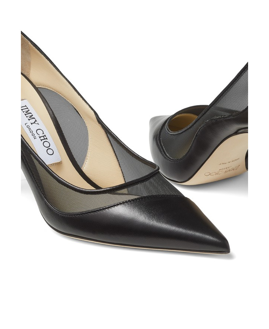 Jimmy Choo Love 85 Pointed Pumps In Nappa Leather And Mesh In Black