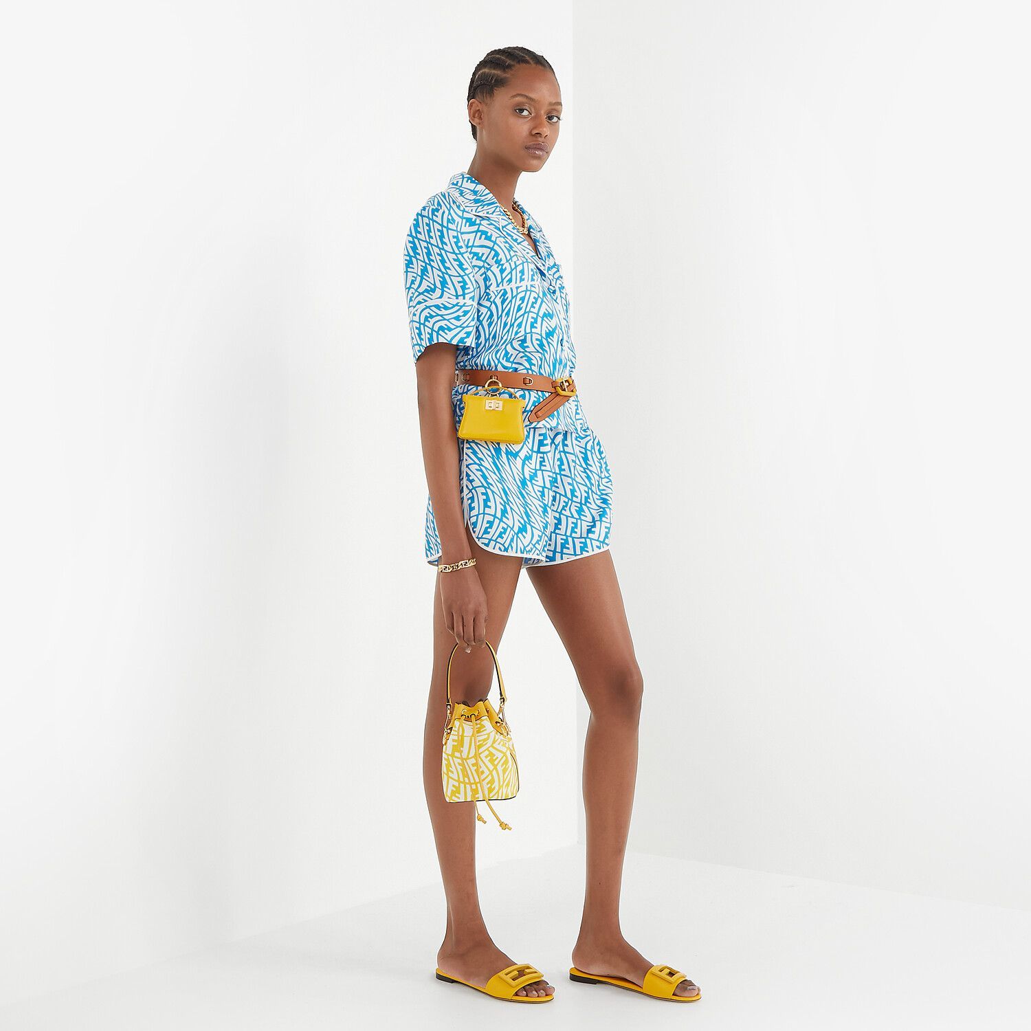 Fendi Ff Bucket Bag In Yellow