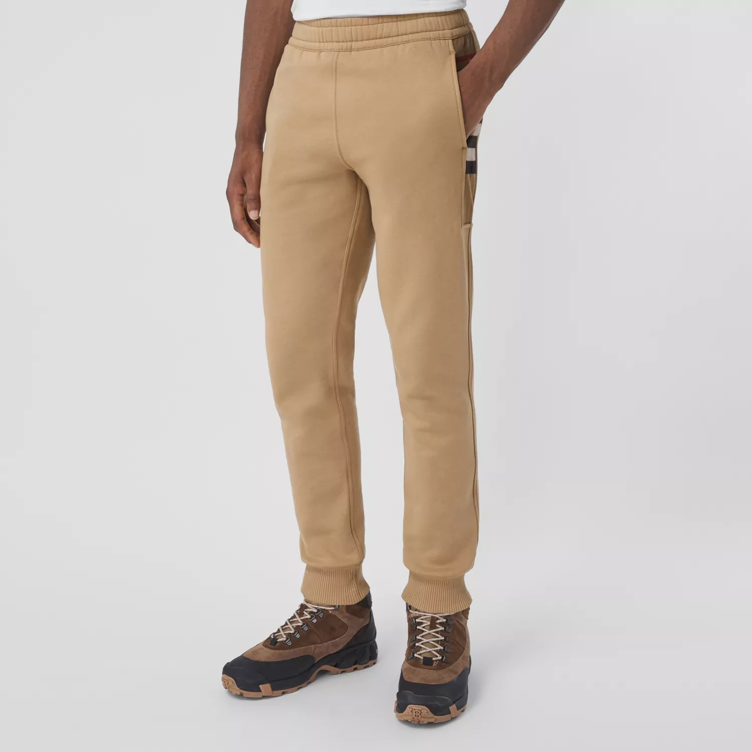 Burberry Check-pattern Track Pants In Nude