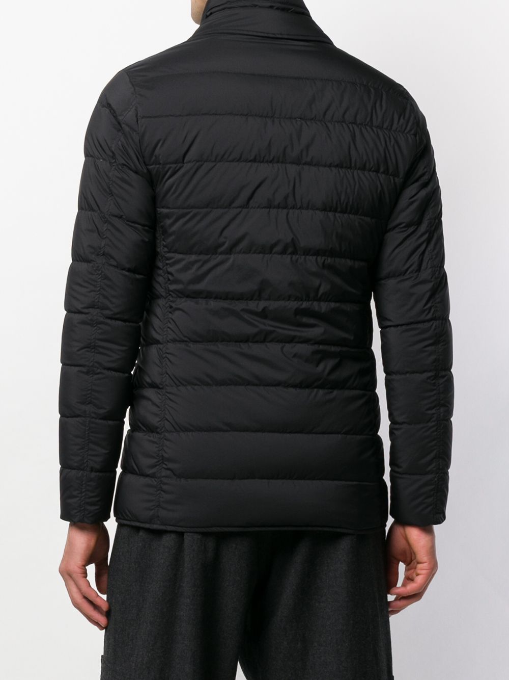 Herno Tailored Black Puffer Jacket With Notched Collar In Black