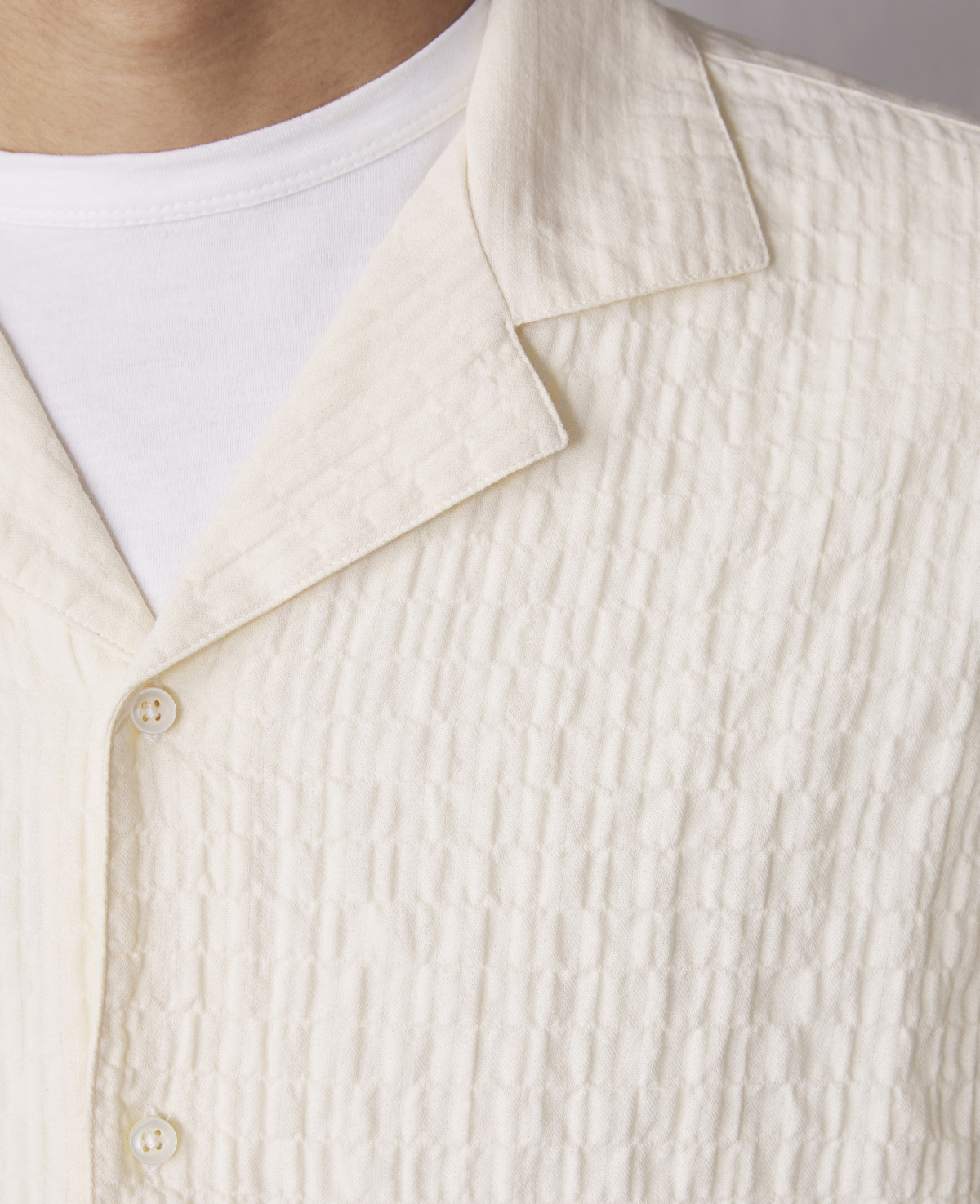Shop Officine Generale Waffle-effect Short-sleeve Shirt