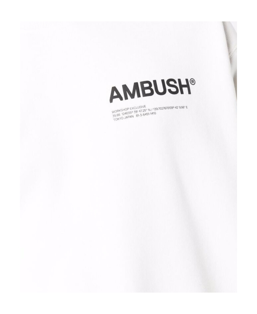 Ambush Fleeced Cotton Workshop Crew-neck Sweatshirt In White