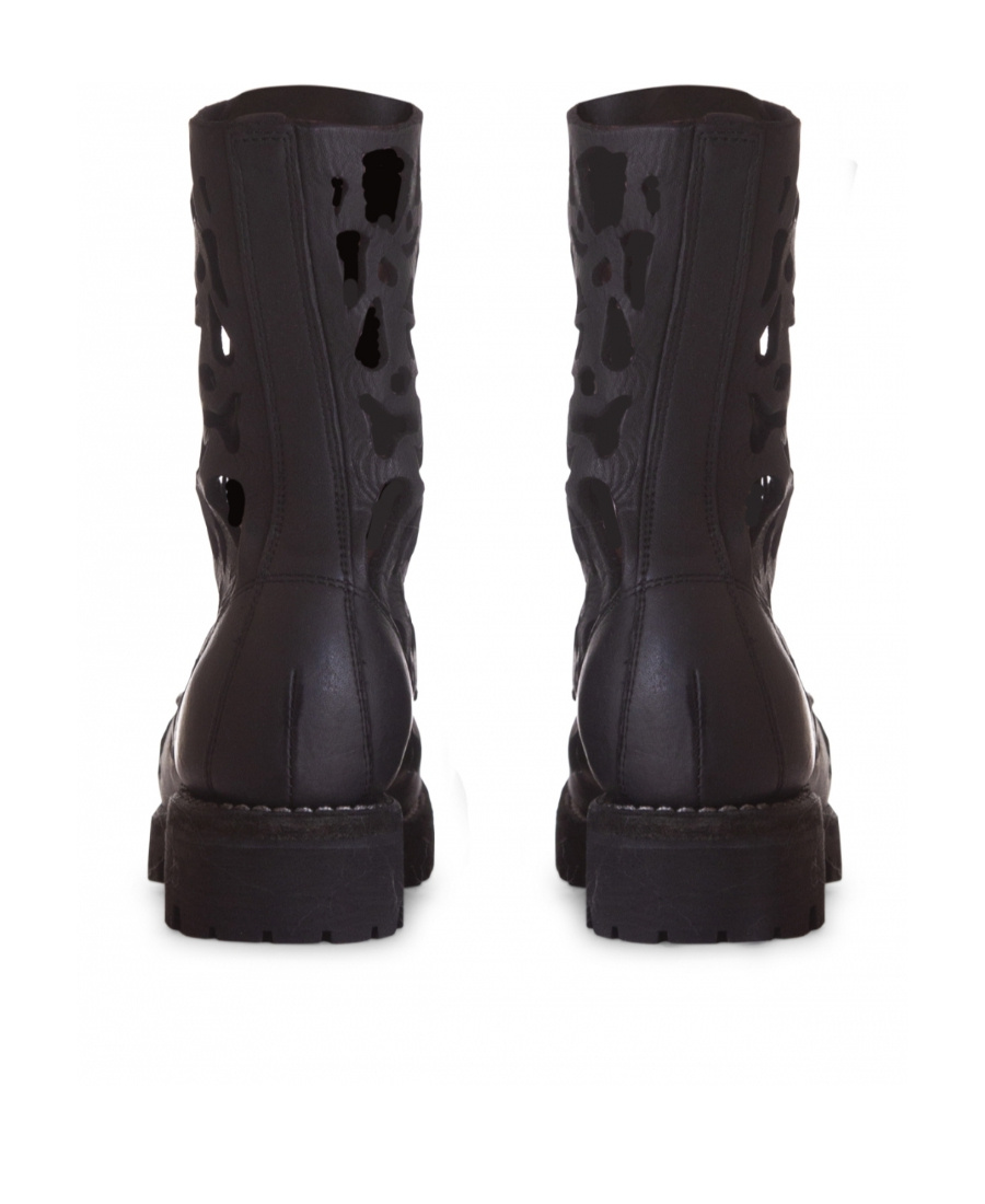 Guidi Hollow-out Short Boots In Black