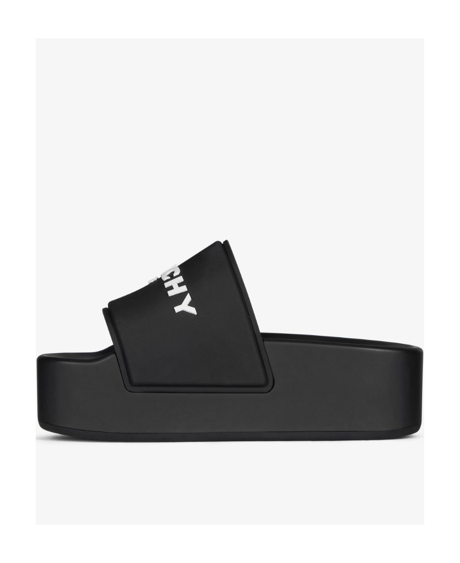 Givenchy Logo-embellished Flatform Slides In Black