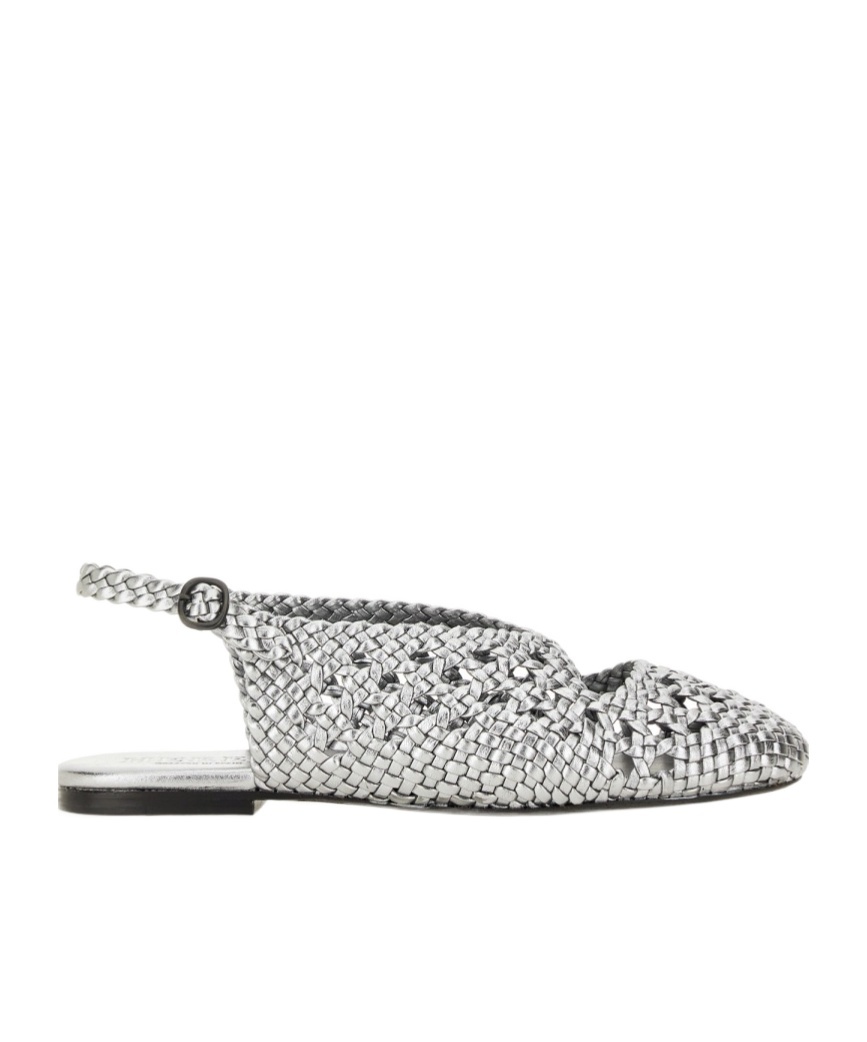 Hereu Round-toe Flat Sandals In Silver