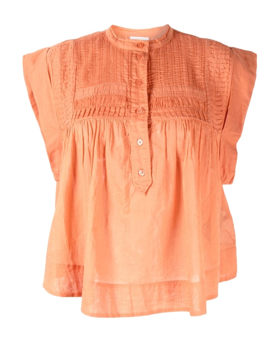 Isabel Marant Étoile Lapao Pleated Cotton Blouse In Pink