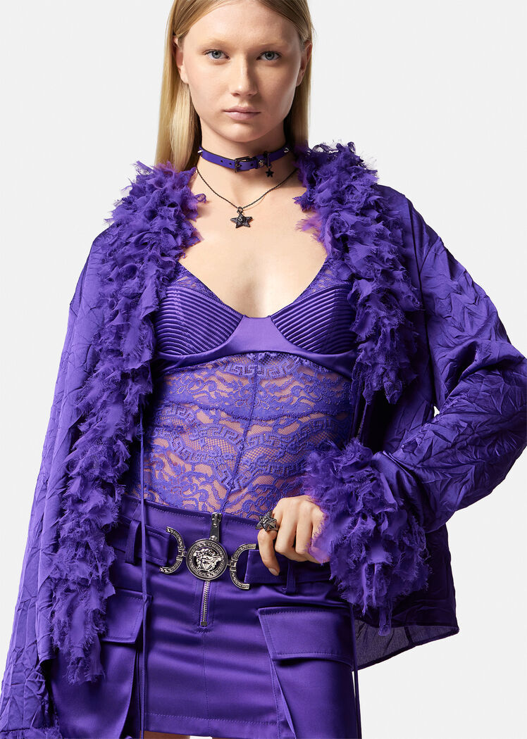 Versace Lace Sleeveless Bodysuit In Purple
