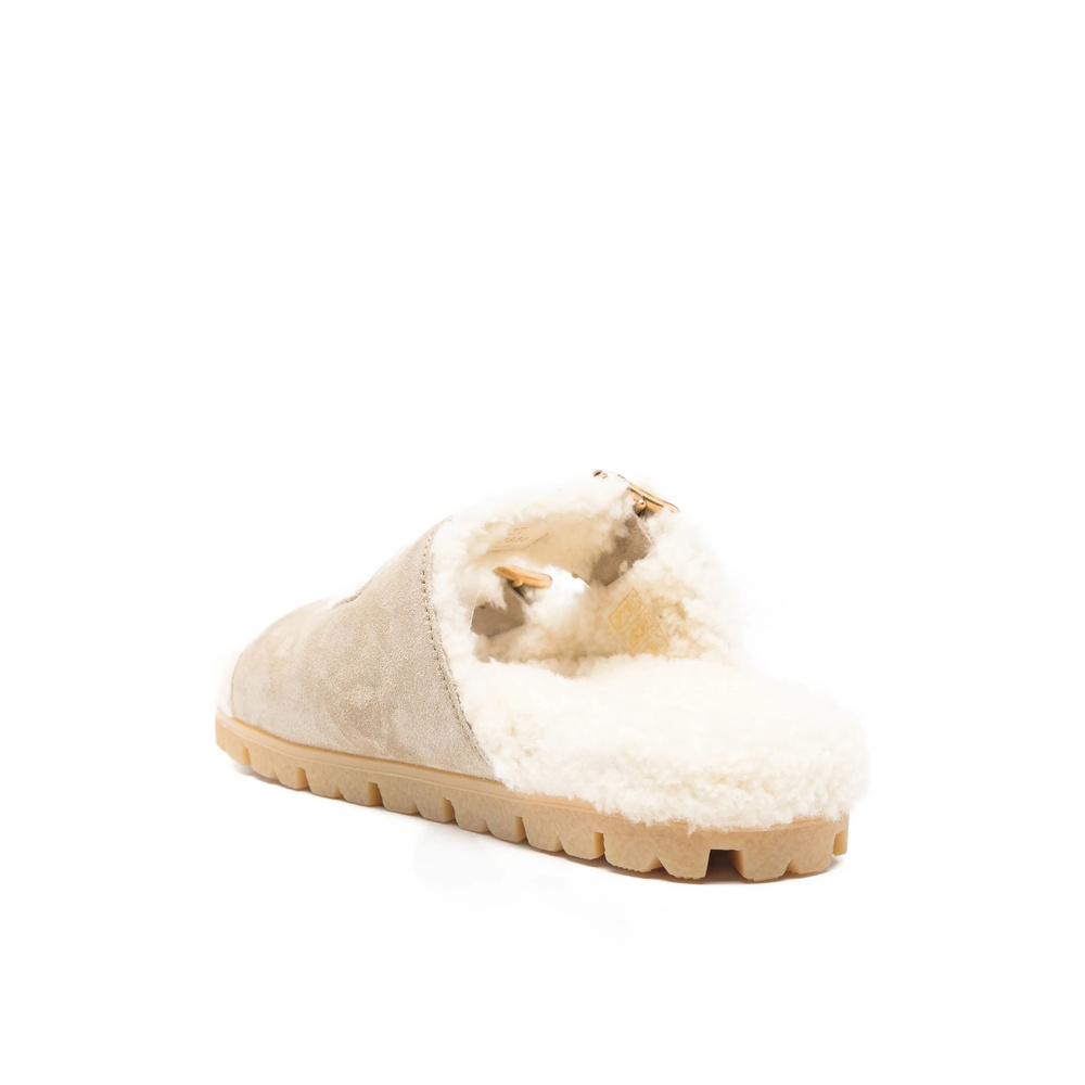 Prada Round-toe Flat Sandals In Burgundy