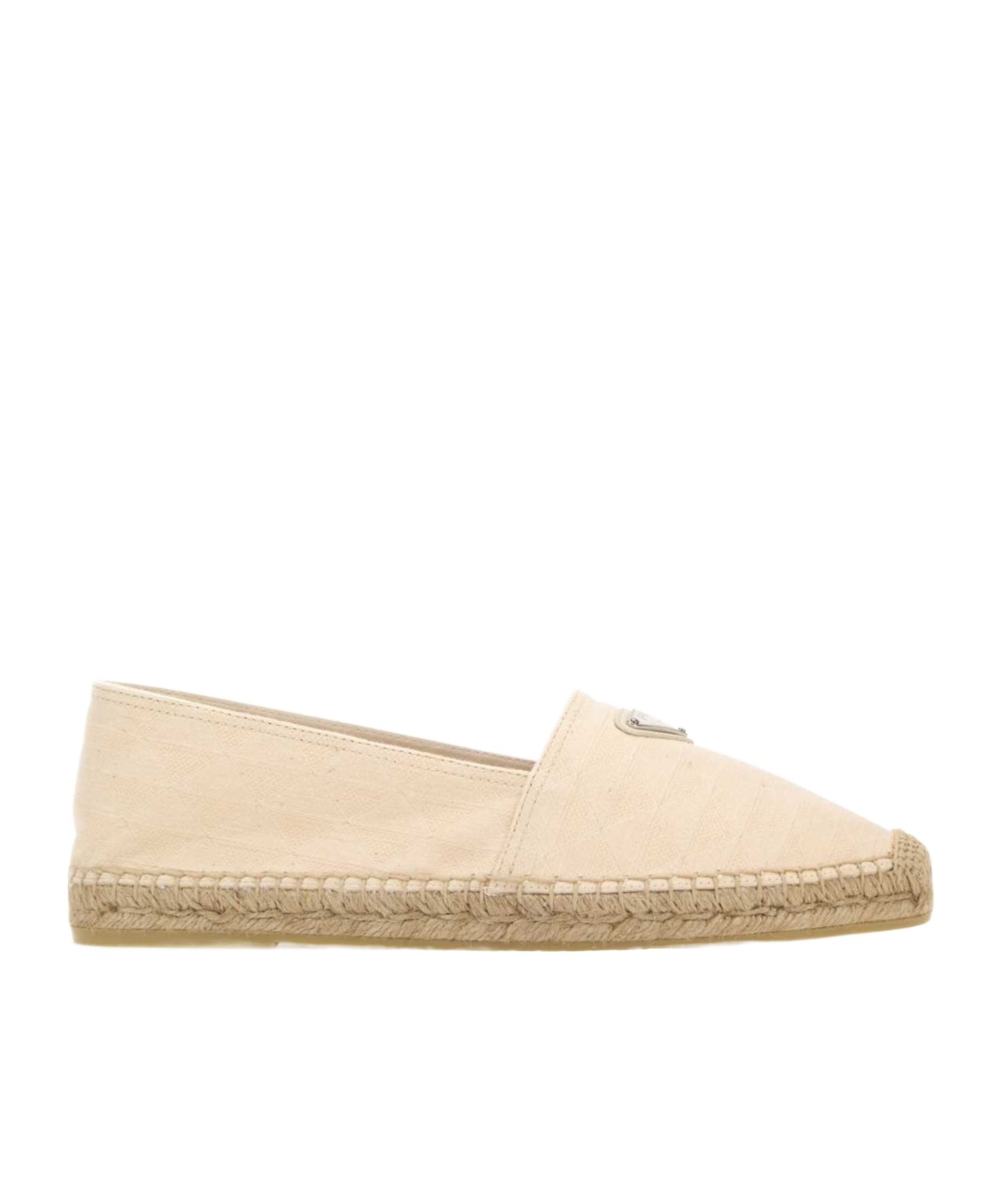 Prada Enamel-logo Espadrilles In Nude