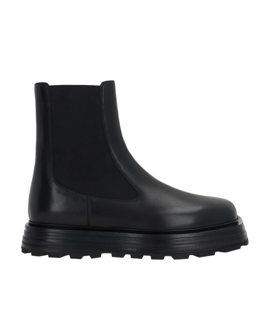 Jil Sander Square-toe Leather Ankle Boots In Black