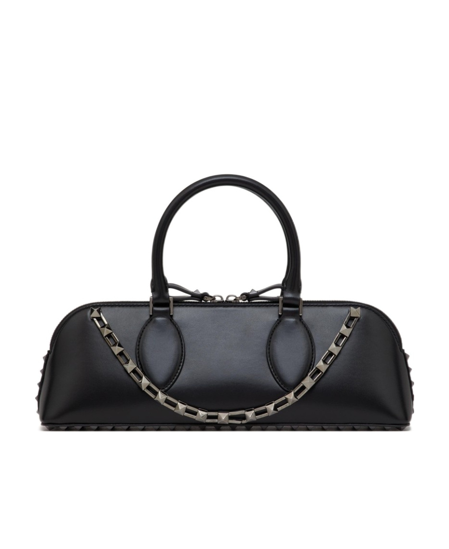 Valentino Rockstud East-west Leather Tote Bag In Black