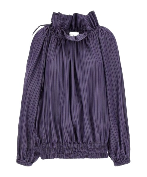 Dries Van Noten Frilled Top With Elasticated Hem And Long Sleeves