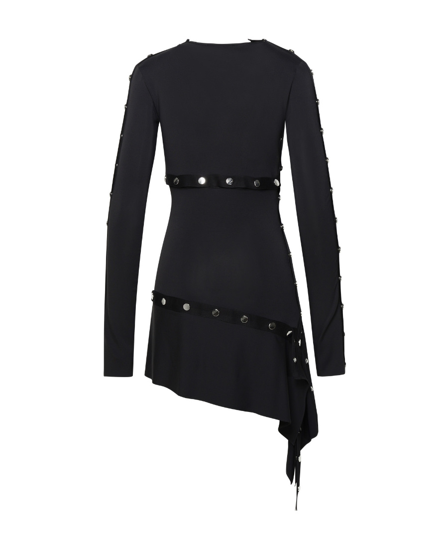 Attico Studded Asymmetric Convertible Dress In Black