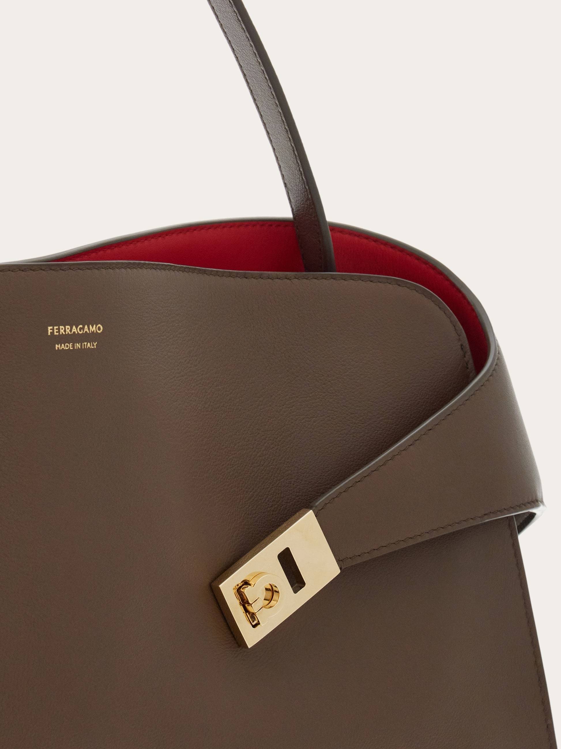 Shop Ferragamo Hug Soft Bicolor Medium Shoulder Bag In Green