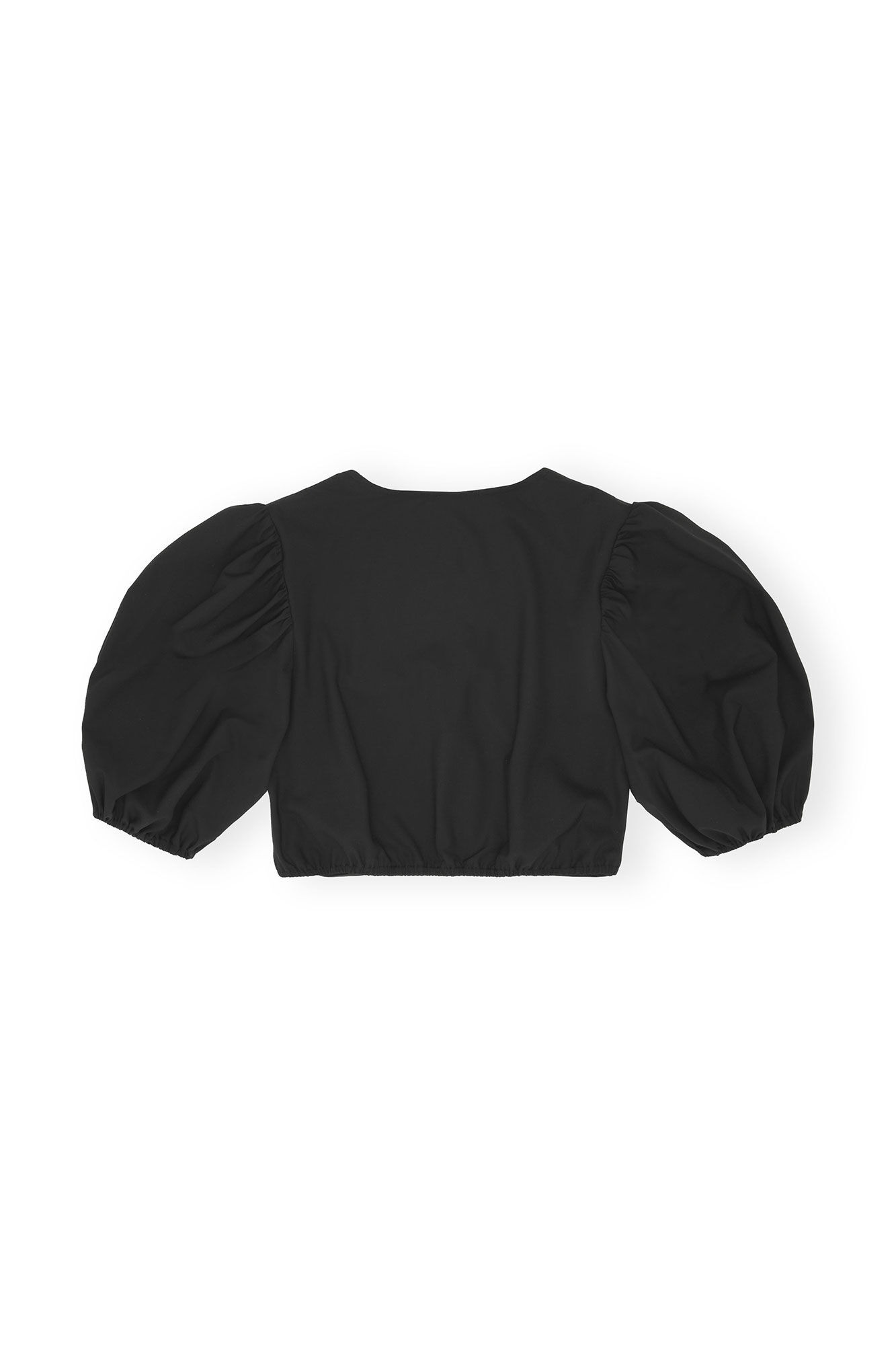 Shop Ganni Drapey Melange Zipper Blouse In Black