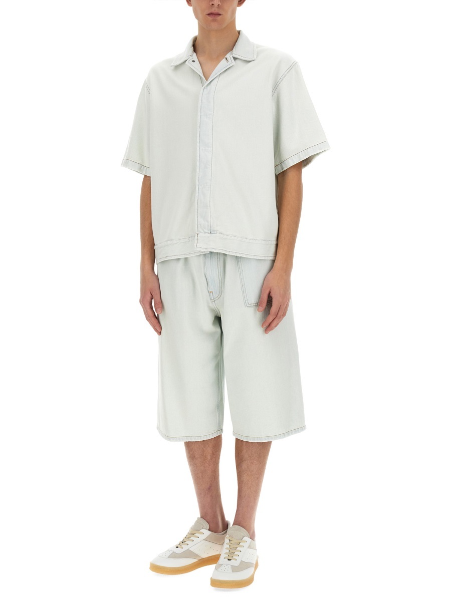 Mm6 Maison Margiela Oversize Knee Length Denim Bermuda Shorts In White