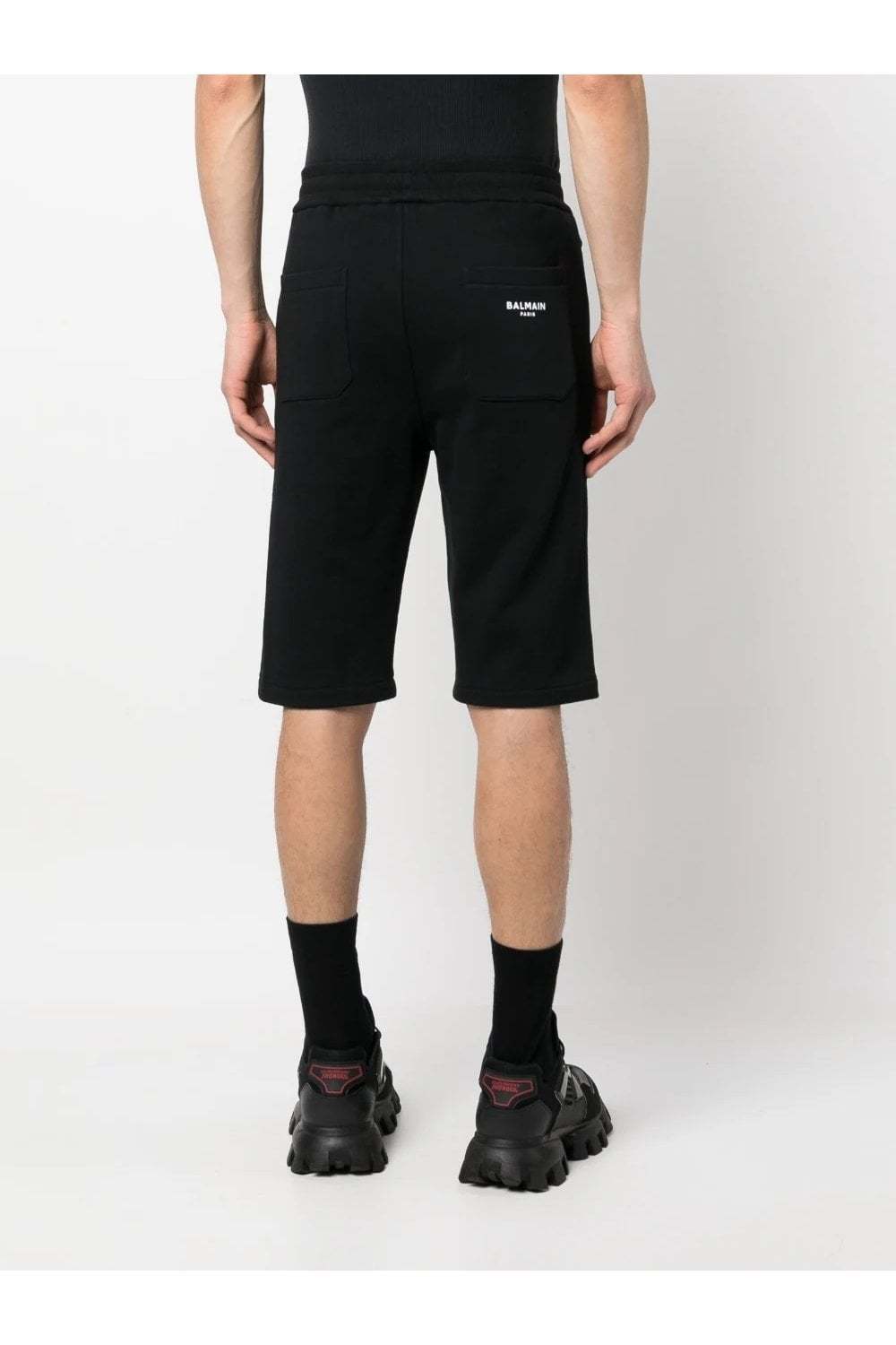 BALMAIN DRAWSTRING COTTON TRACK SHORTS