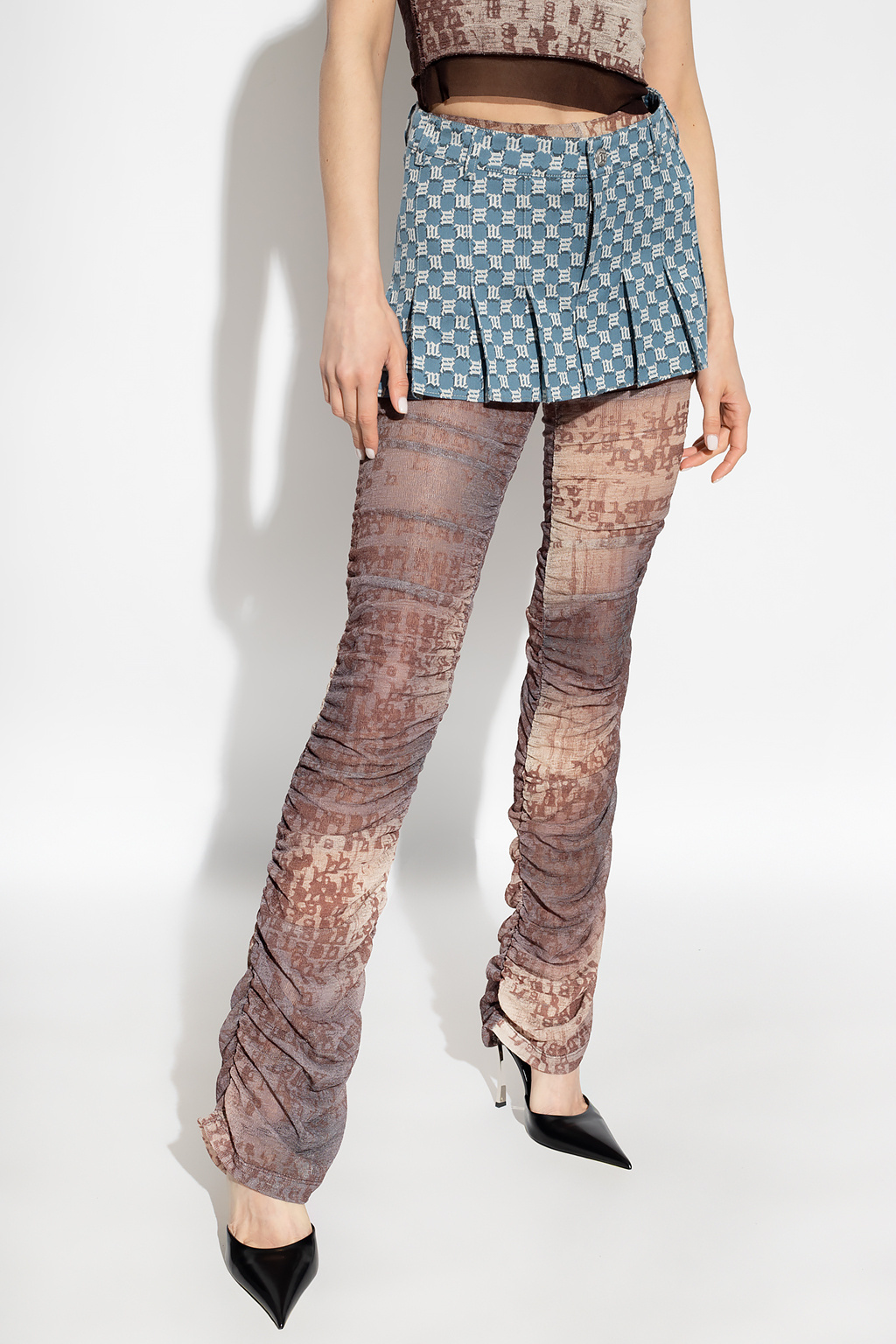 Misbhv Monogram-print Jacquard Miniskirt In Blue