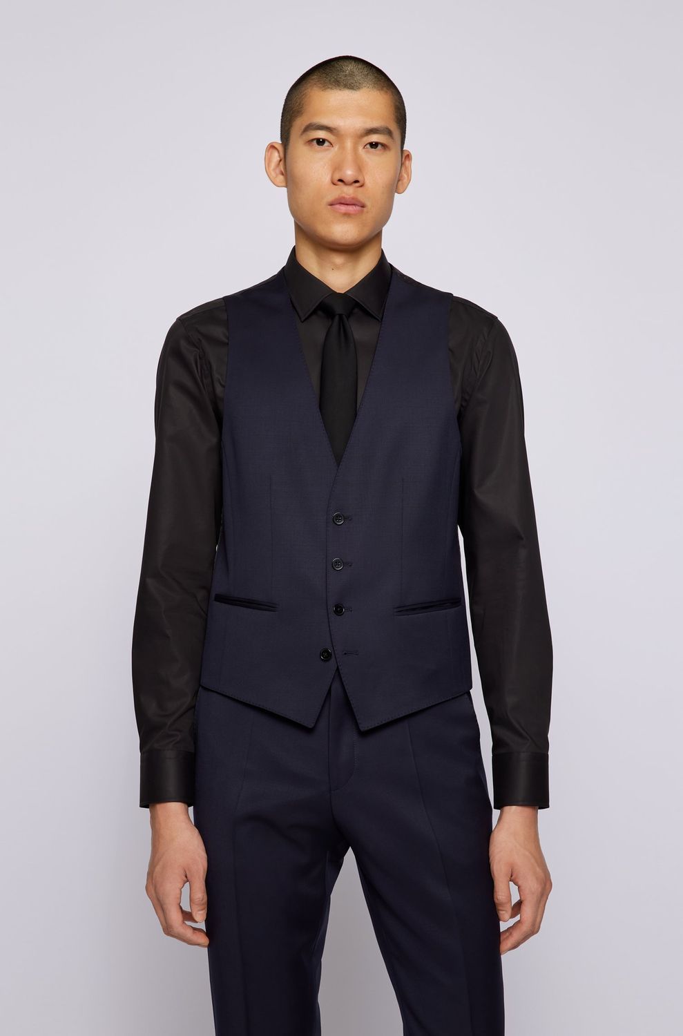 Hugo Boss Button-down Tailored Waistcoat In Black