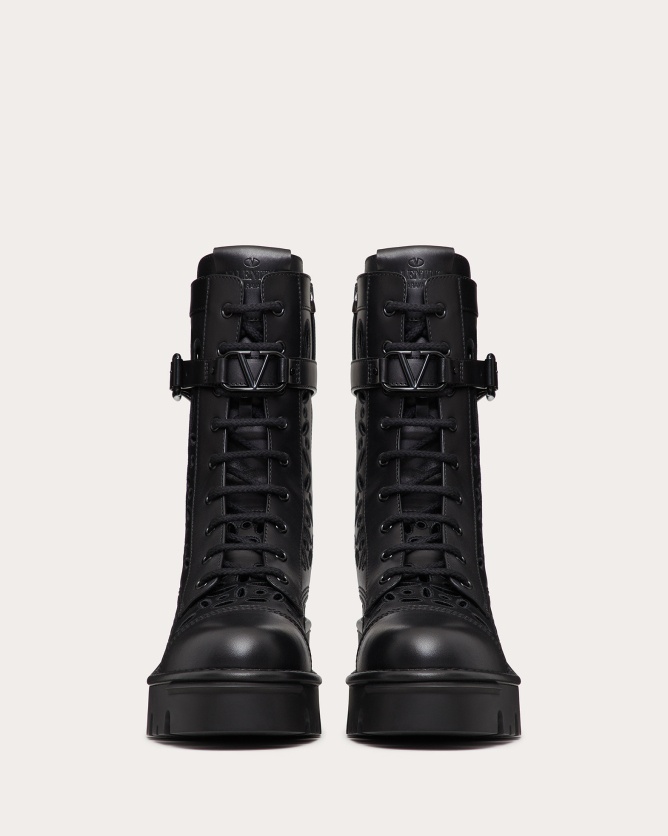 Valentino Cutout Leather Combat Boot