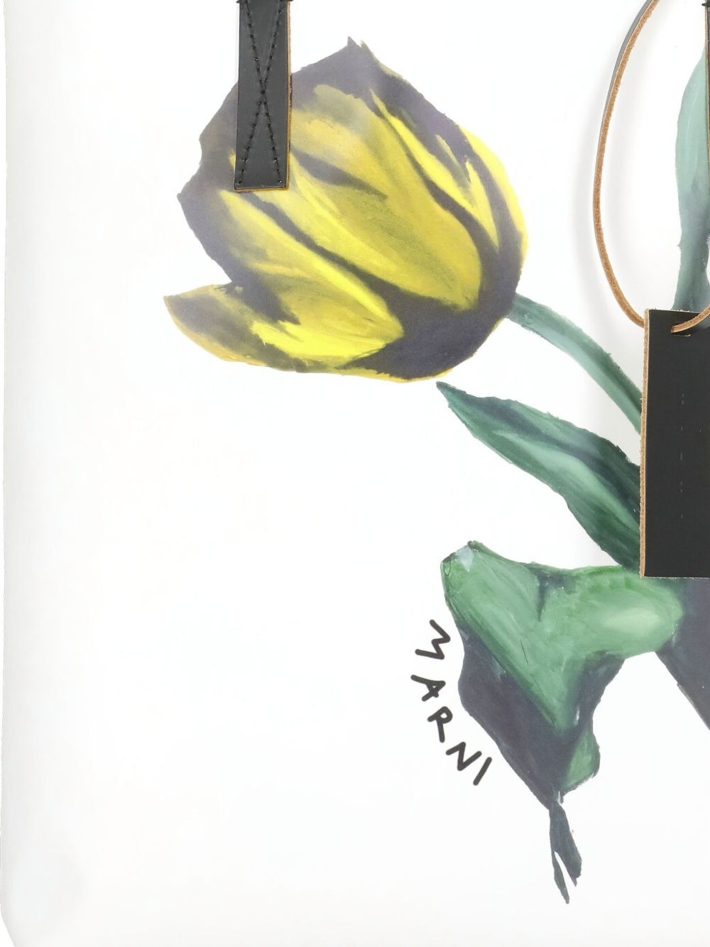 Marni Floral Print Shoulder Bag With Contrast Handles In White