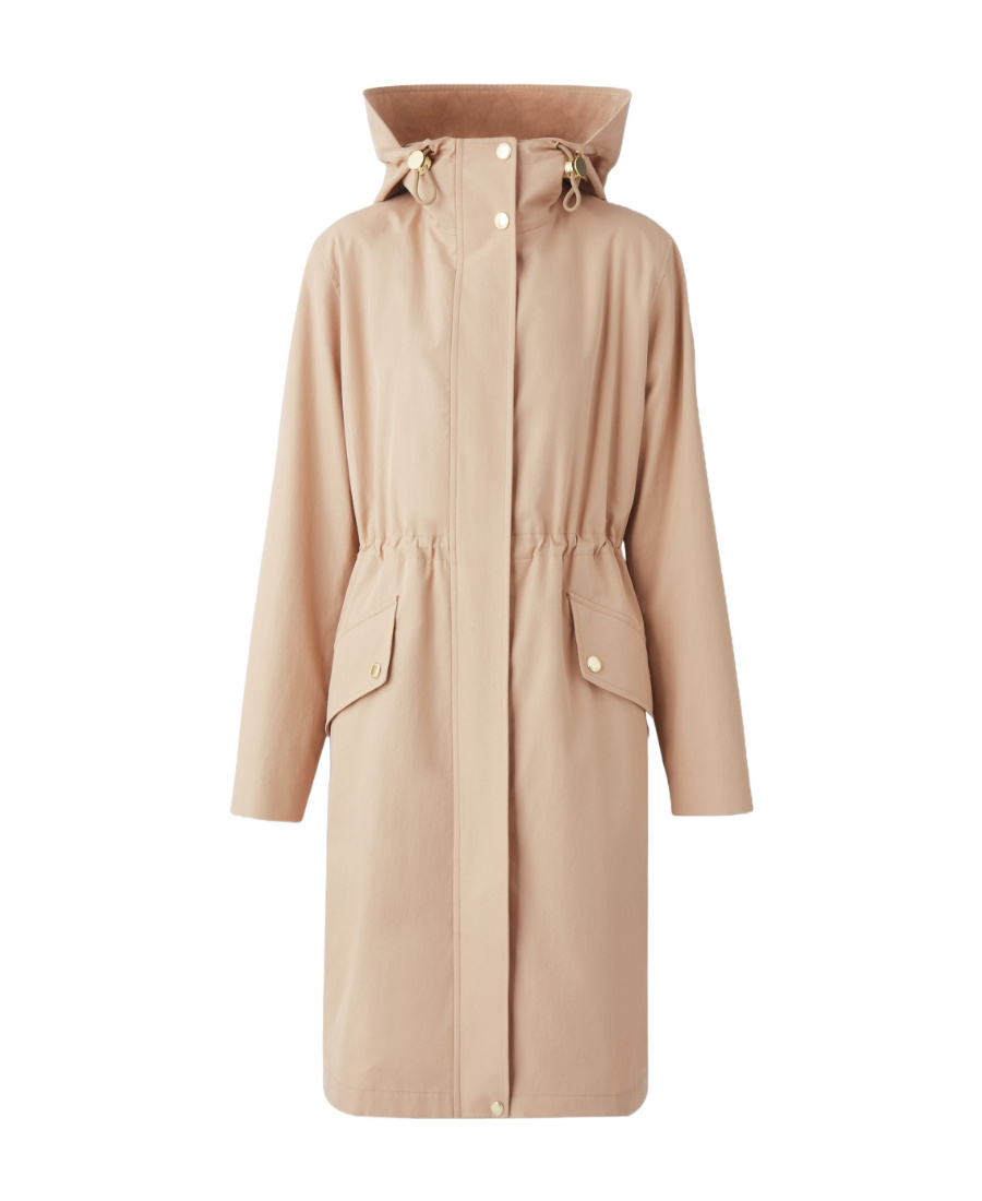 Burberry Hooded Gabardine Parka Coat In Nude