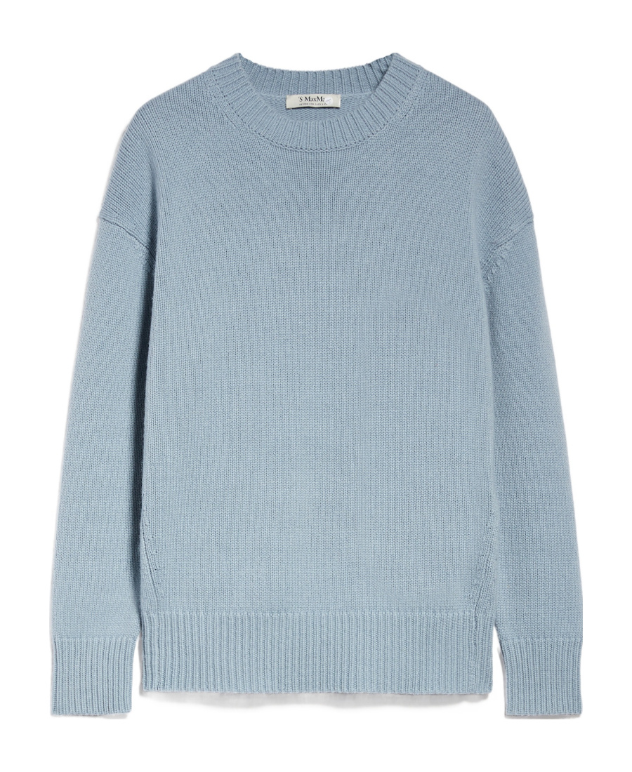 Max Mara Large Profile Wool Cashmere Sweater In Blue