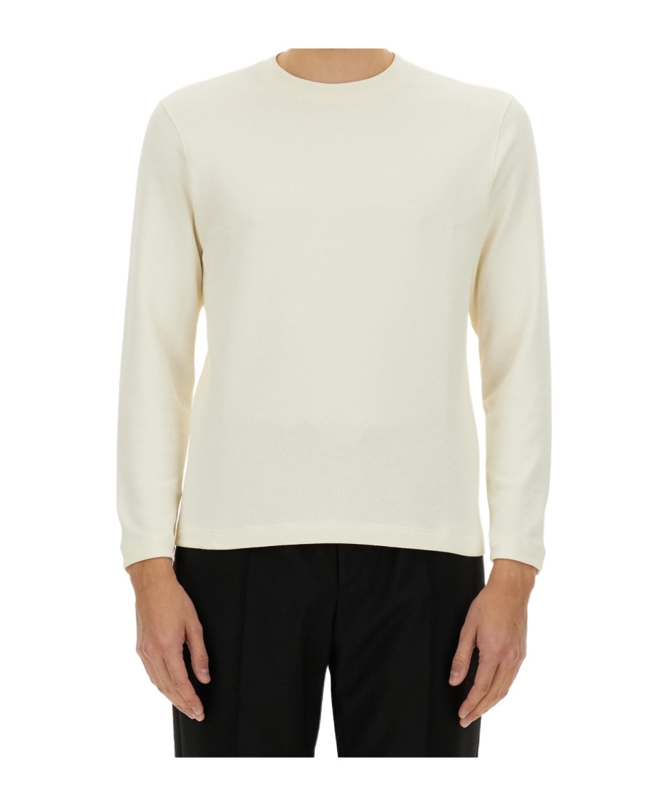 Theory Mattis Waffle Knit Long Sleeve T-shirt In White