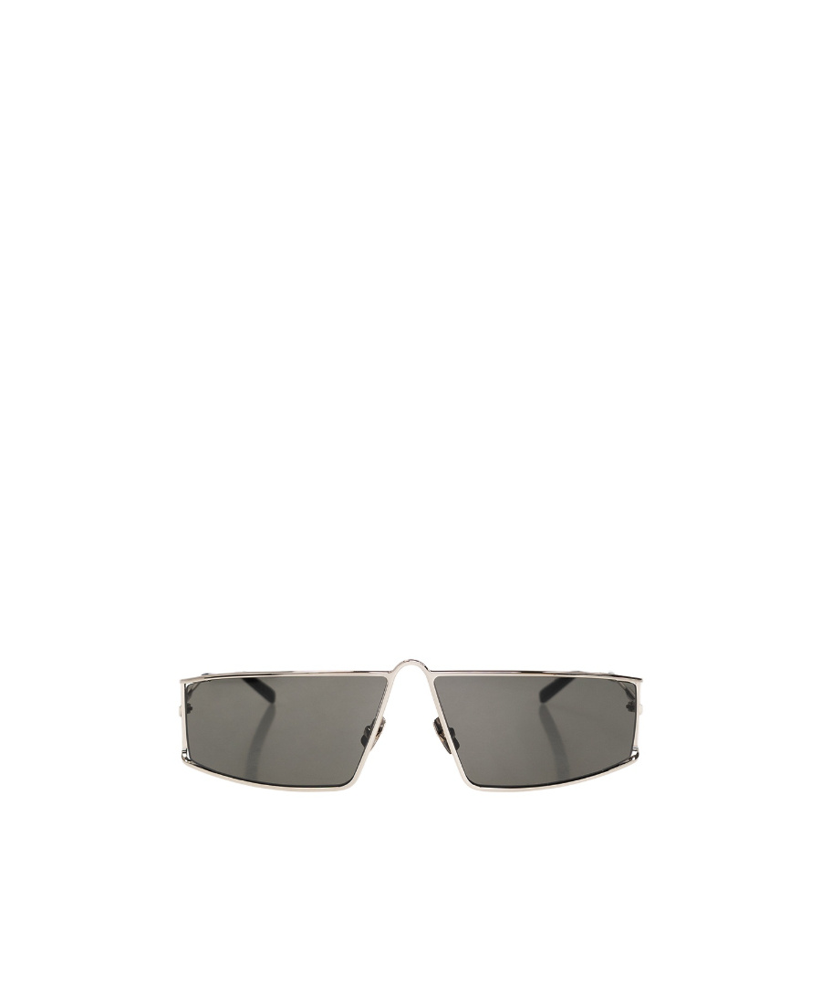 Saint Laurent Metallic Square-framed Sunglasses In Gray
