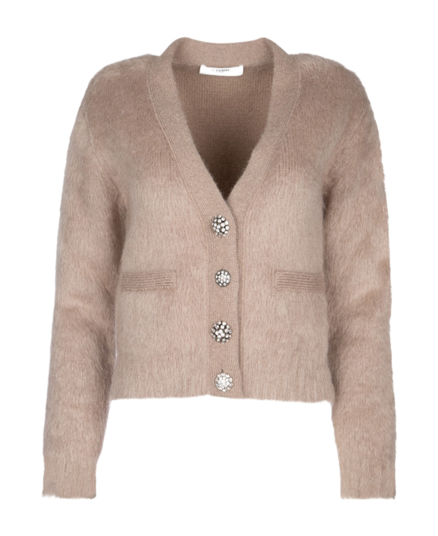 Celine Long-sleeved Knitted Cardigan In Nude