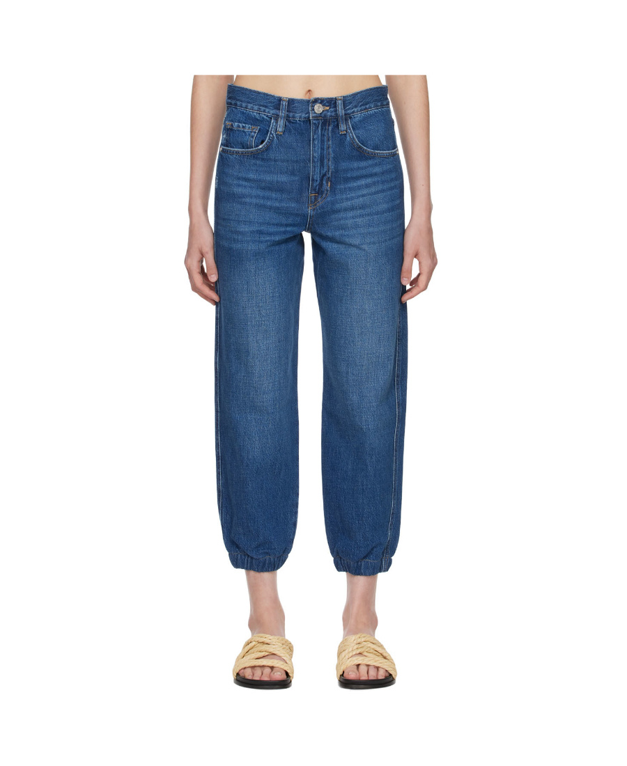 Frame Mid-rise Cropped Jeans In Blue