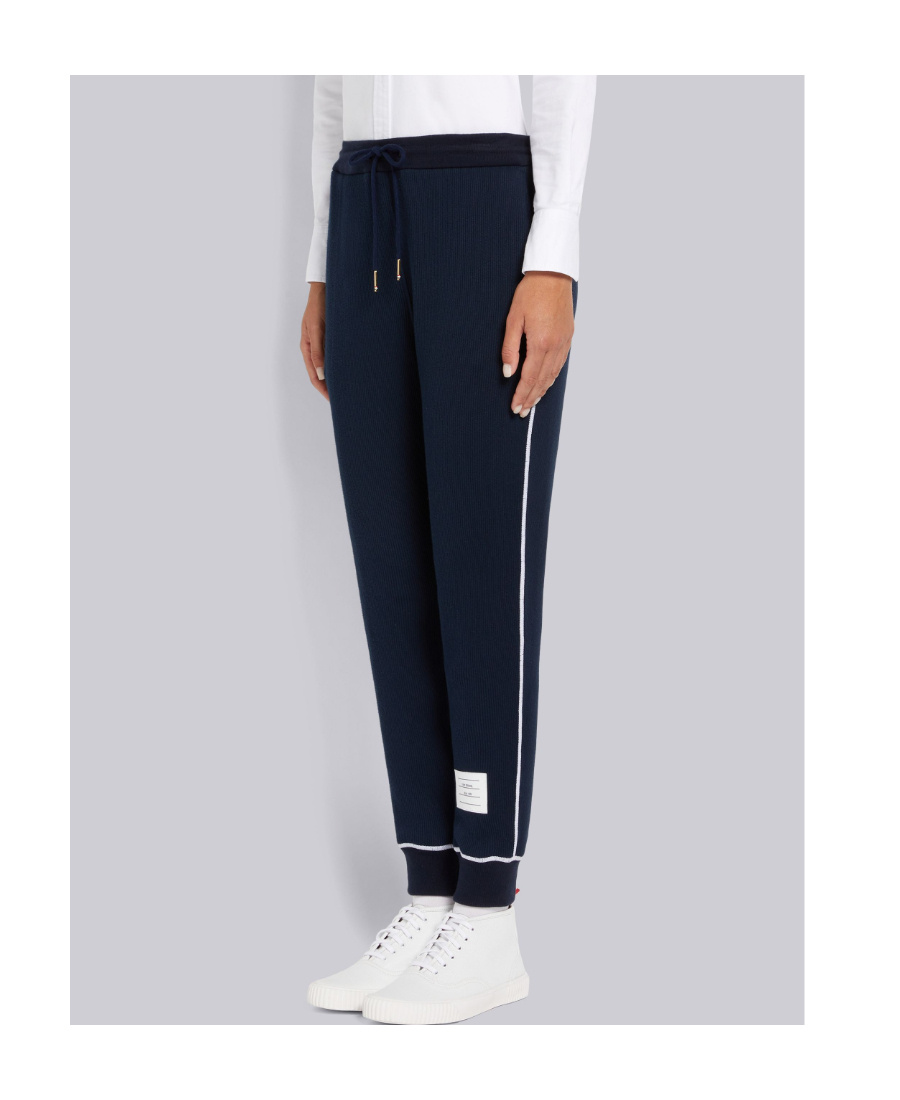 Thom Browne Contrast-trim Track Pants In Black