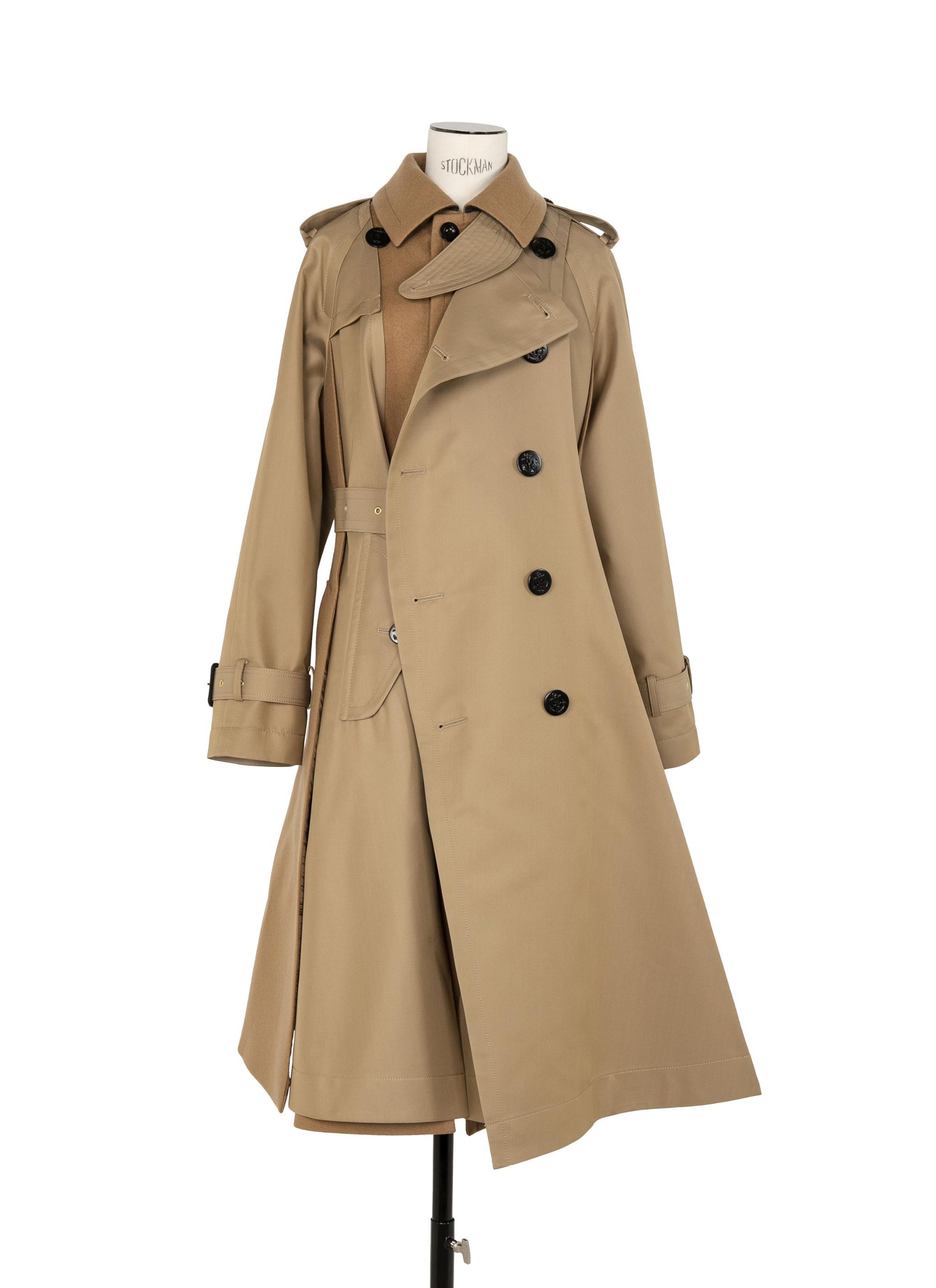 Shop Sacai Panelled Trench Coat In Brown