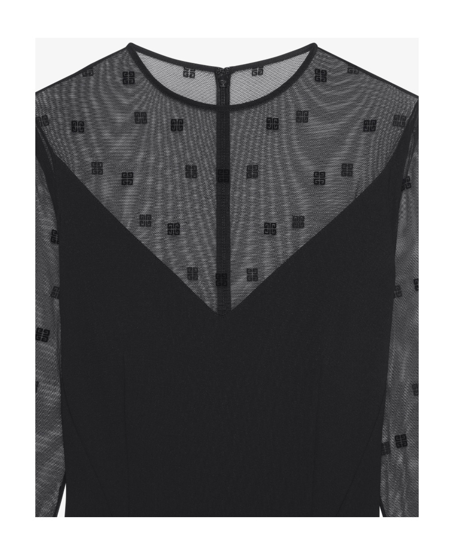 Givenchy Bi-material Dress With 4g Motif In Black