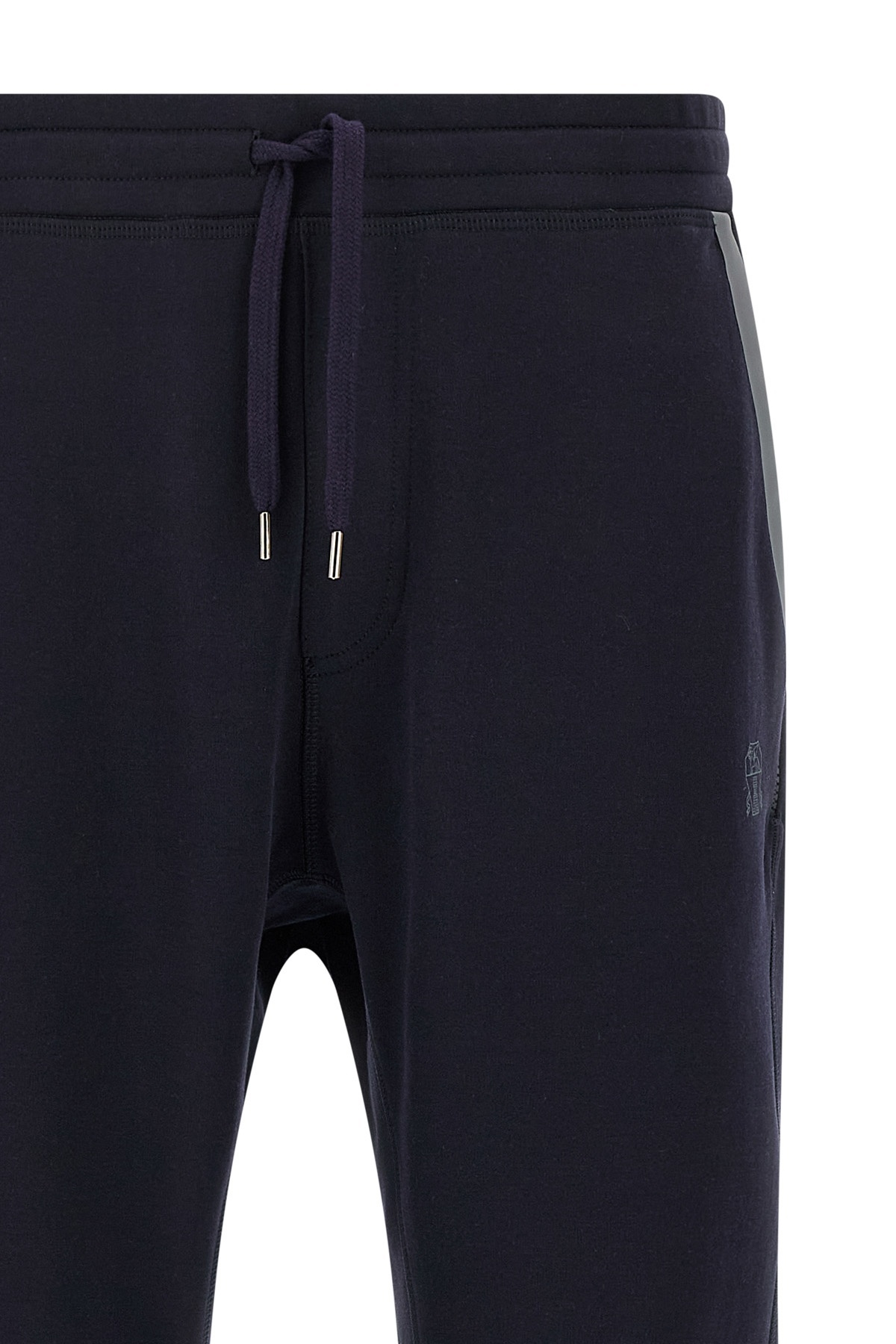Brunello Cucinelli Casual Joggers With Drawstring And Stripes In Black