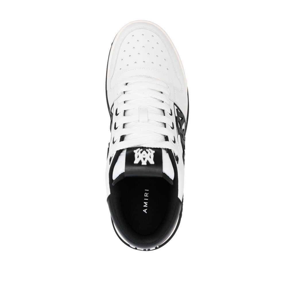 Amiri White Low Top Sneakers With Logo Patch On The Side And Contrasting Heel With Logo Lettering In Leath In White