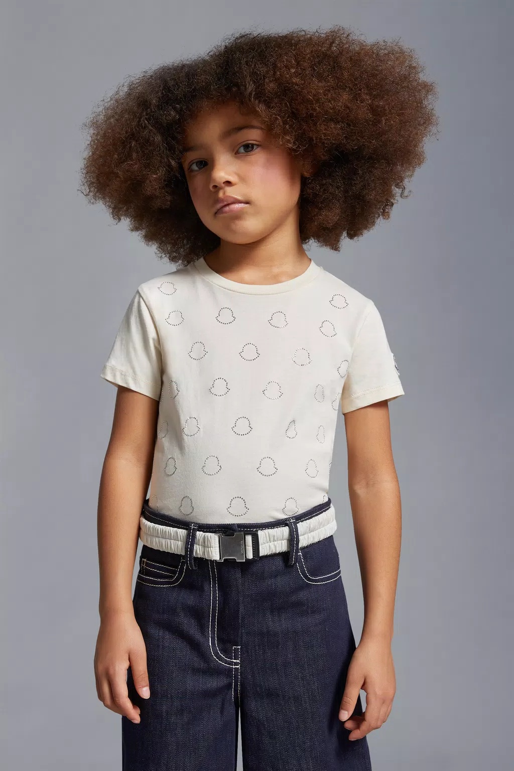 Moncler Crystal Logo T-shirt In Nude