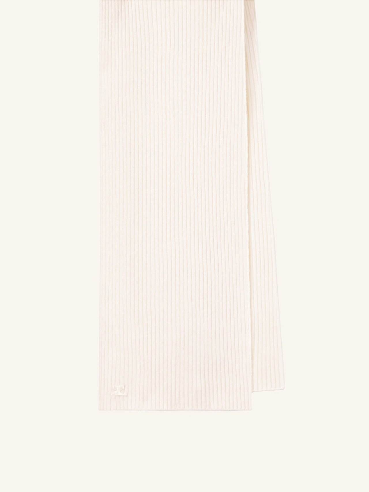 Shop Courrèges Ribbed Wool Scarf In White