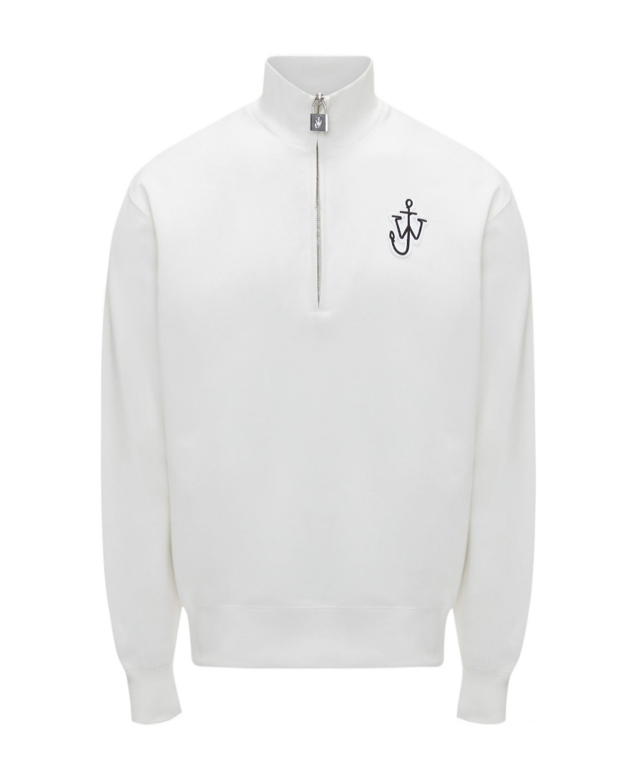 Jw Anderson Padlock Half Zip Sweatshirt In White