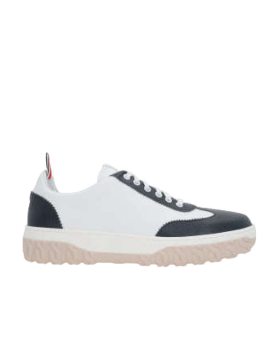 Thom Browne Low Lace-up Sneakers In White