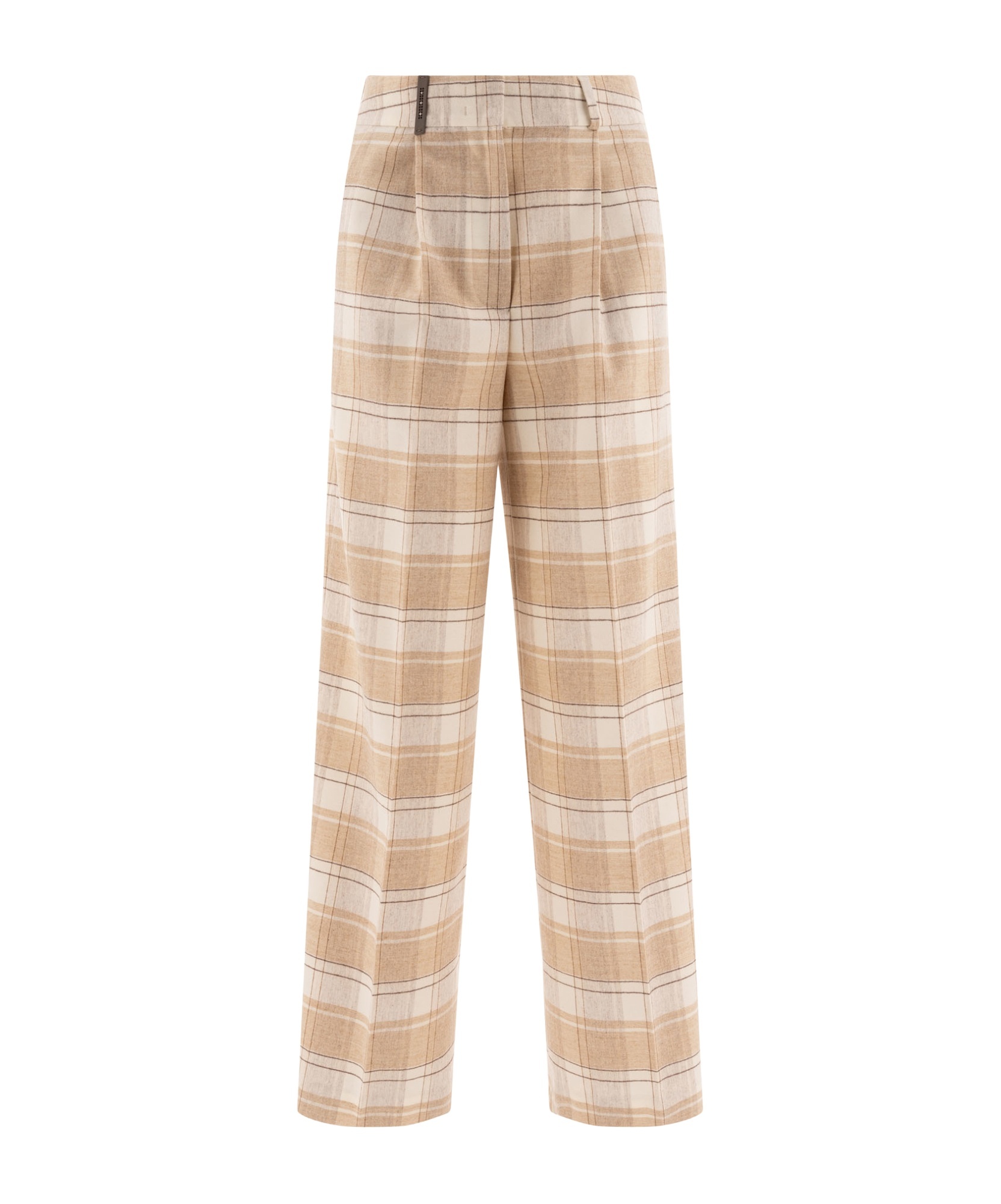 Shop Peserico Checked Wool Trousers In Nude